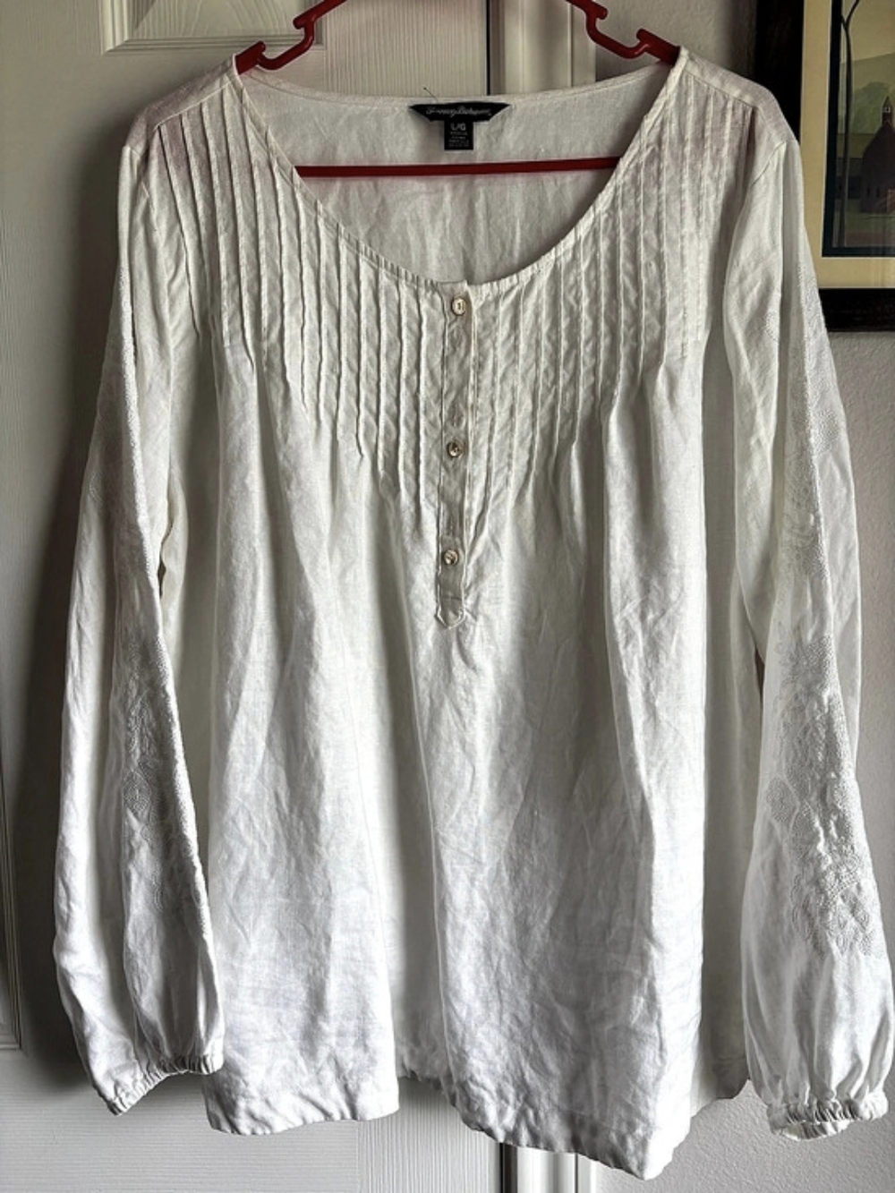Tommy Bahama Coastalina Linen Pintuck Peasant Top White